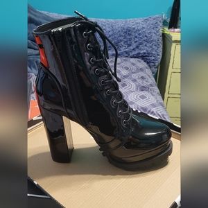 Black Faux Latex Boots